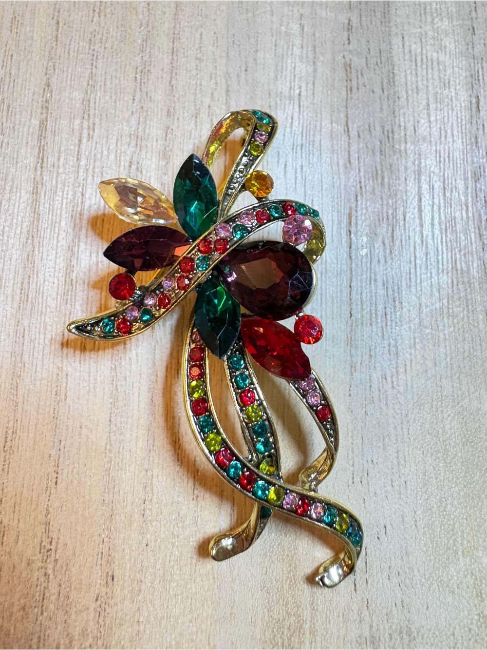 Multicolor Rhinestone Flower Brooch